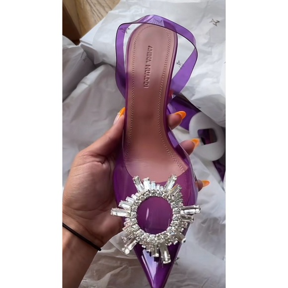 NIB! AMINA MUADDI Begum Crystal-embellished PVC Slingback Pumps - Picture 2 of 8